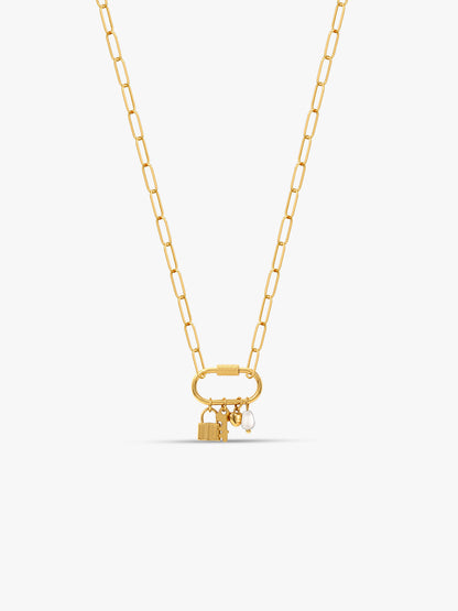 Lock Signal Gold Plated Charm Necklace