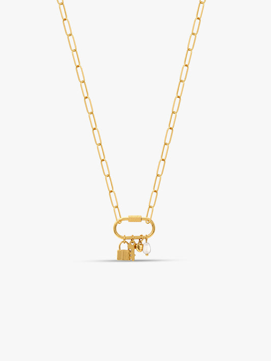 Lock Signal Gold Plated Charm Necklace