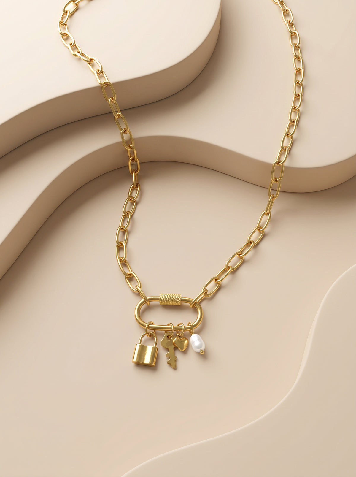 IXIA by GIVA Lock Signal Gold Plated Charm Necklace