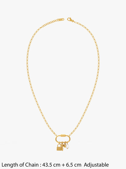 Lock Signal Gold Plated Charm Necklace