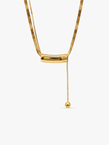 Clean Line Gold Plated Lariat Necklace