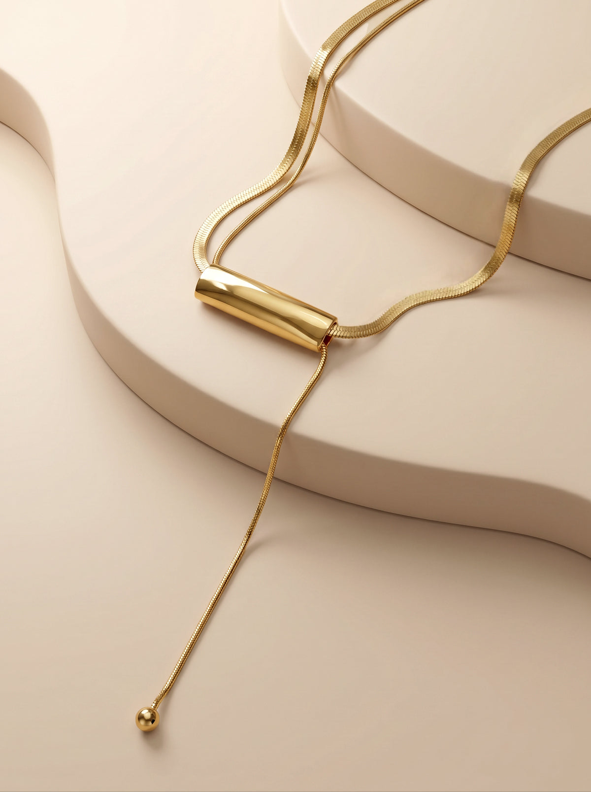 IXIA by GIVA Clean Line Gold Plated Lariat Necklace