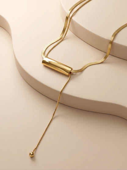 Clean Line Gold Plated Lariat Necklace