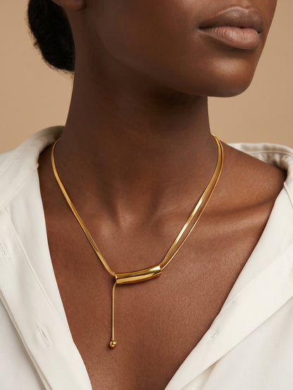 Clean Line Gold Plated Lariat Necklace