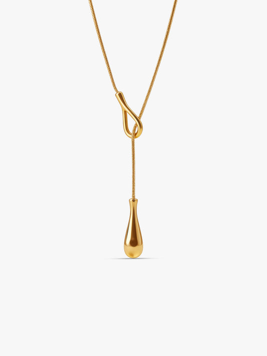 Drop Code Gold Plated Lariat Necklace