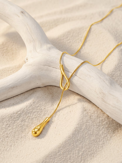 Drop Code Gold Plated Lariat Necklace