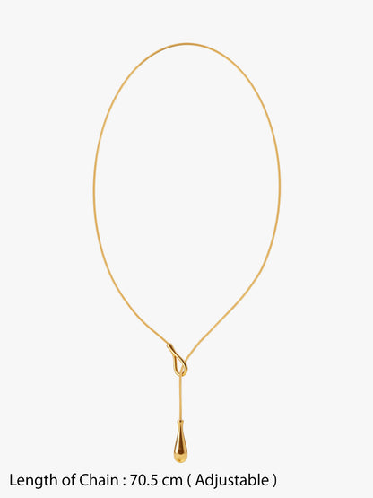 Drop Code Gold Plated Lariat Necklace