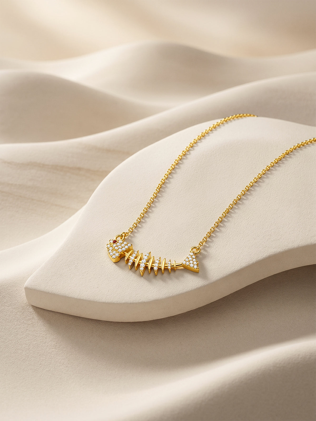 IXIA by GIVA Fishbone Drop Chain Gold Plated Necklace