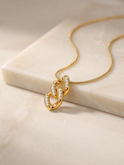 Drip Links Gold Plated Pendant With Link Chain