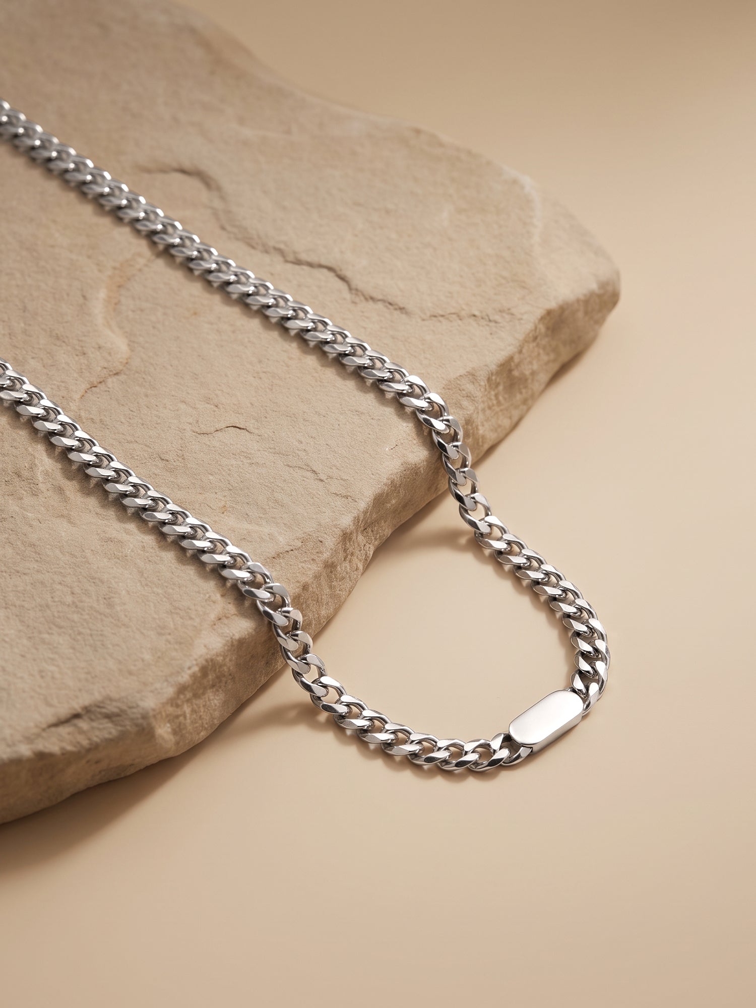 IXIA by GIVA Chain of Command Rhodium Plated Necklace For Men