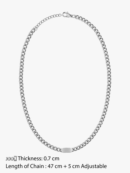 IXIA by GIVA Chain of Command Rhodium Plated Necklace For Men