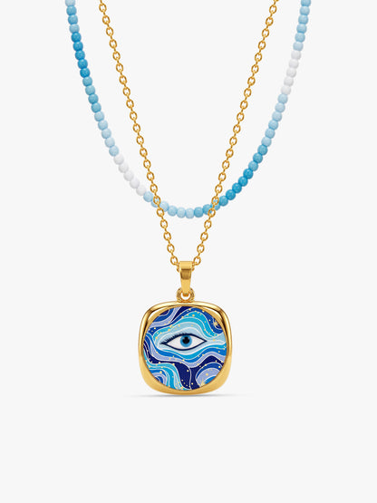 IXIA by GIVA Ocean Eyes Gold Plated Necklace