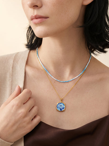 IXIA by GIVA Ocean Eyes Gold Plated Necklace