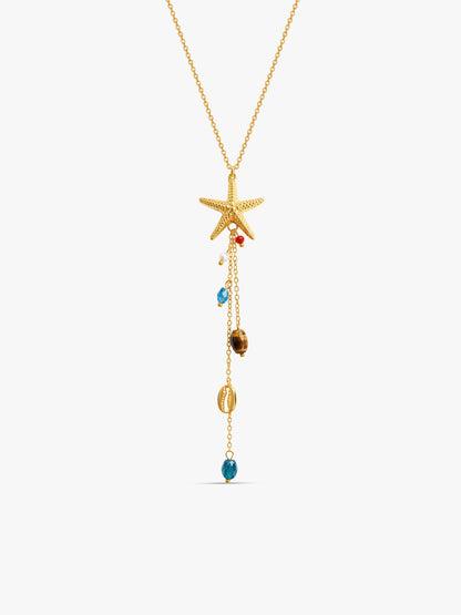 IXIA by GIVA Beachwashed Gold Plated Lariat Necklace
