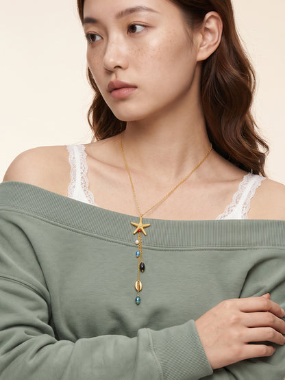 IXIA by GIVA Beachwashed Gold Plated Lariat Necklace