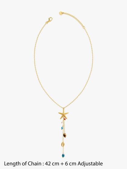 IXIA by GIVA Beachwashed Gold Plated Lariat Necklace