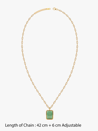 IXIA by GIVA Green Lit Gold Plated Necklace
