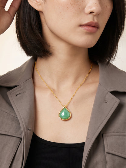 IXIA by GIVA Green Drop Gold Plated Necklace