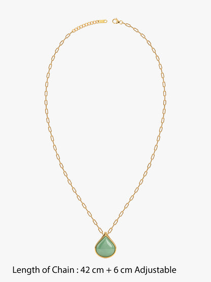 IXIA by GIVA Green Drop Gold Plated Necklace