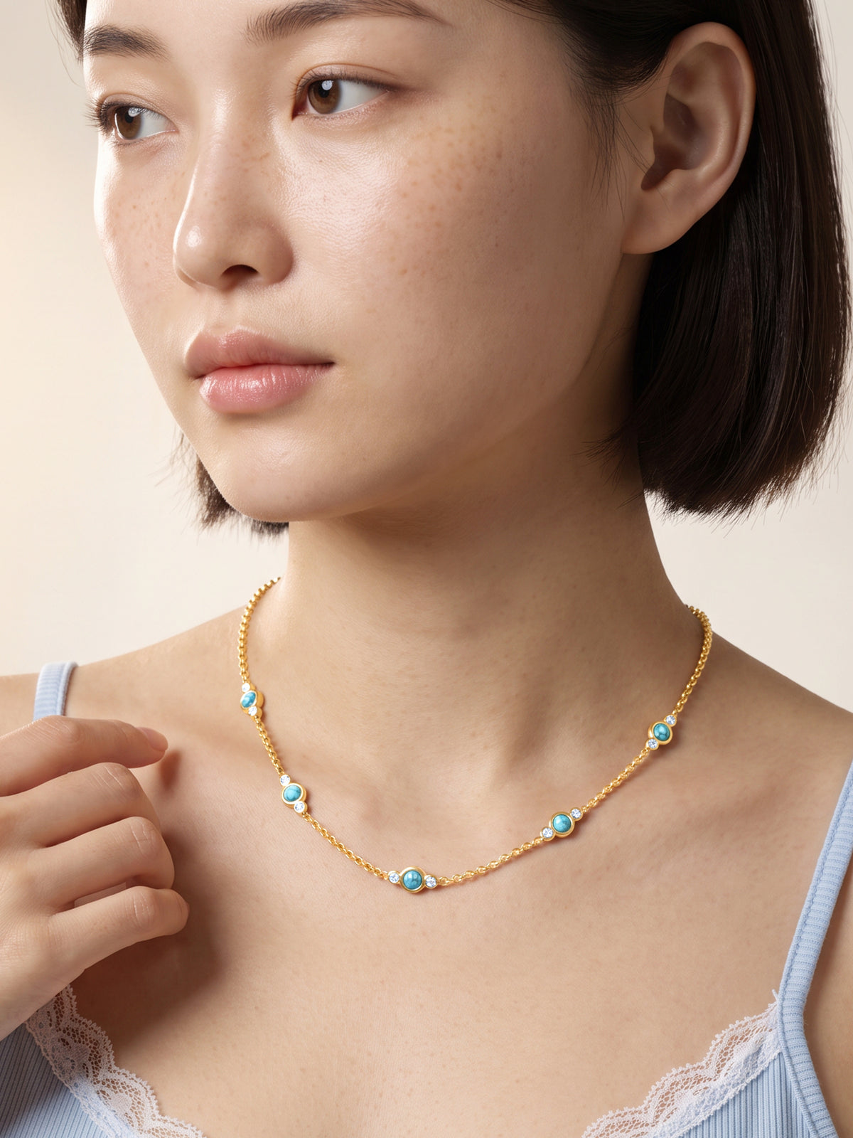 IXIA by GIVA True Blue Gold Plated Necklace