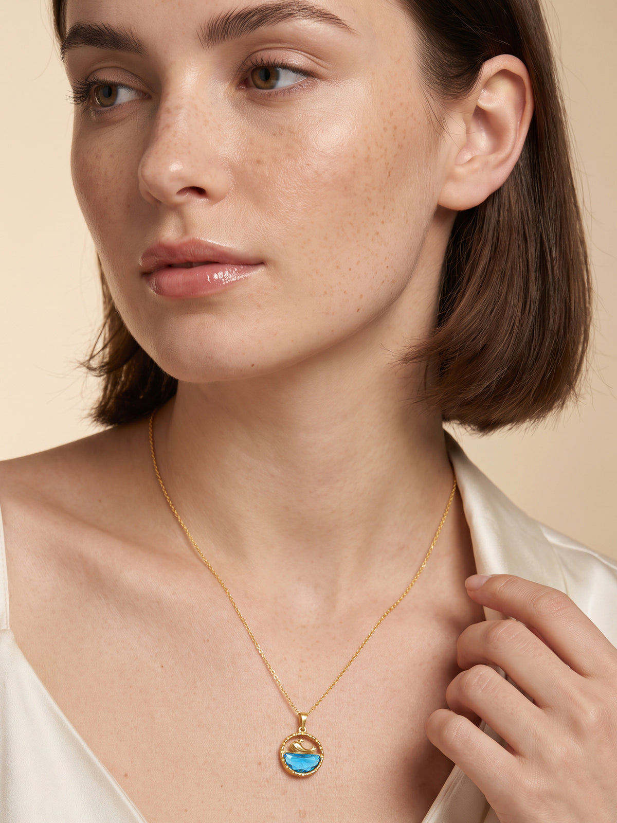 IXIA by GIVA Blue Moon Gold Plated Necklace
