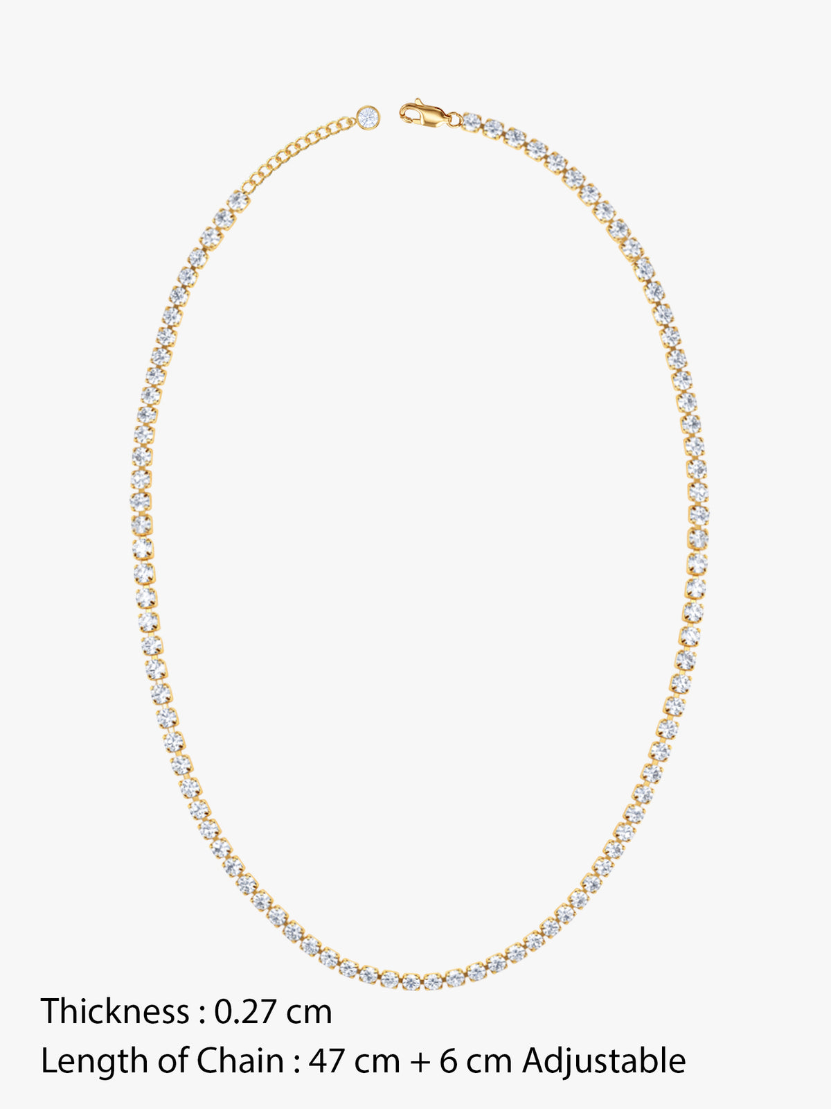 IXIA by GIVA Ace Gold Plated Tennis Necklace