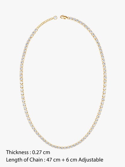 IXIA by GIVA Ace Gold Plated Tennis Necklace