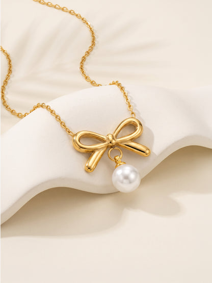 IXIA by GIVA Bow Minimum Gold Plated Necklace