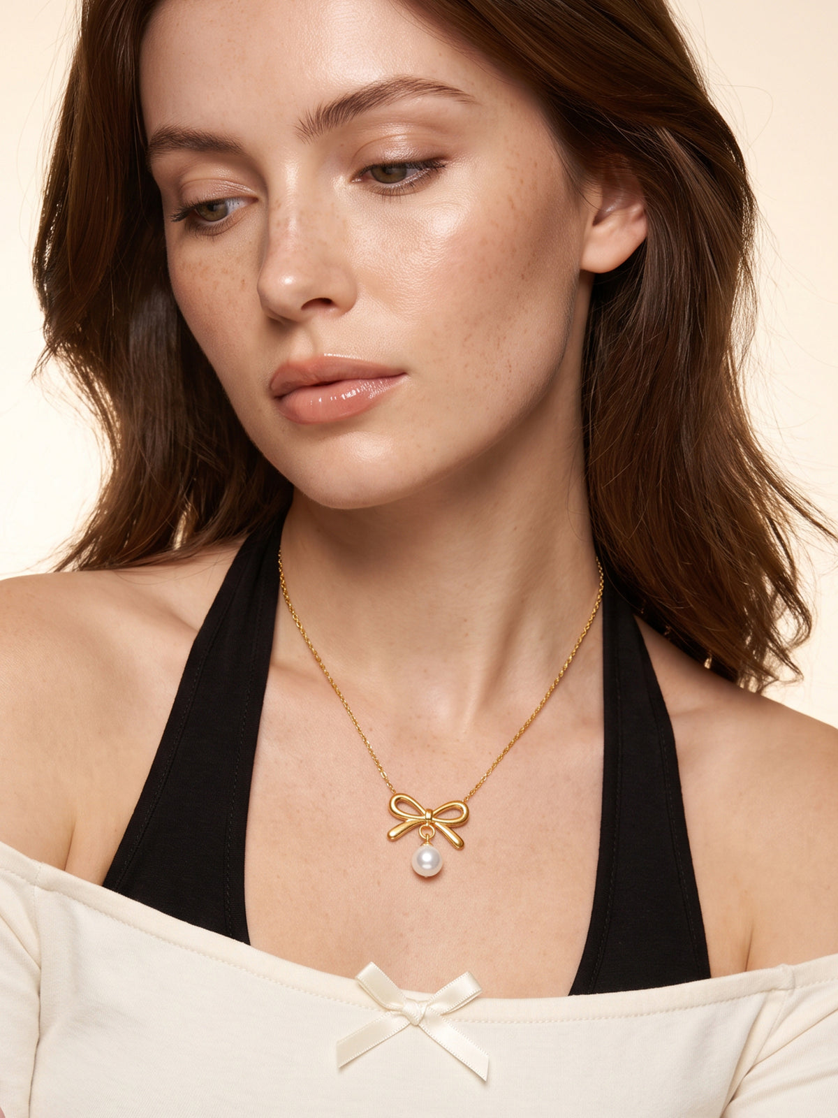 IXIA by GIVA Bow Minimum Gold Plated Necklace