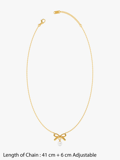 IXIA by GIVA Bow Minimum Gold Plated Necklace