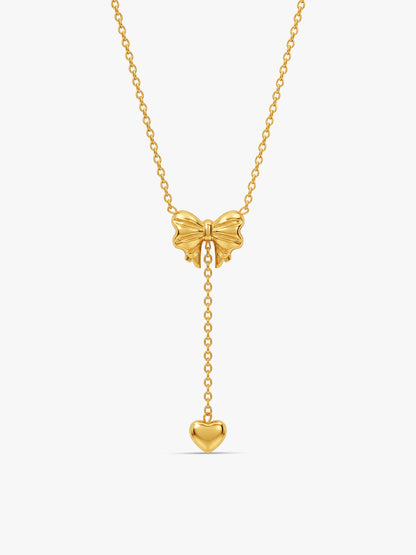 IXIA by GIVA Bow Mance Gold Plated Lariat Necklace