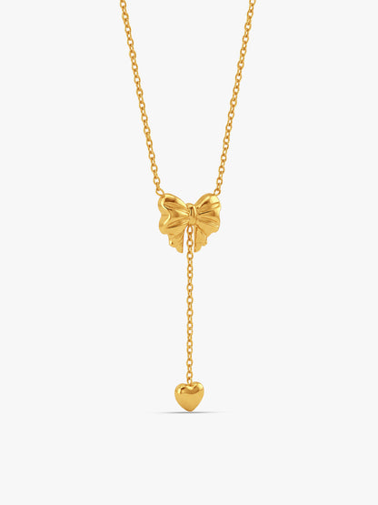 IXIA by GIVA Bow Mance Gold Plated Lariat Necklace