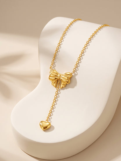 IXIA by GIVA Bow Mance Gold Plated Lariat Necklace