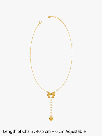 IXIA by GIVA Bow Mance Gold Plated Lariat Necklace