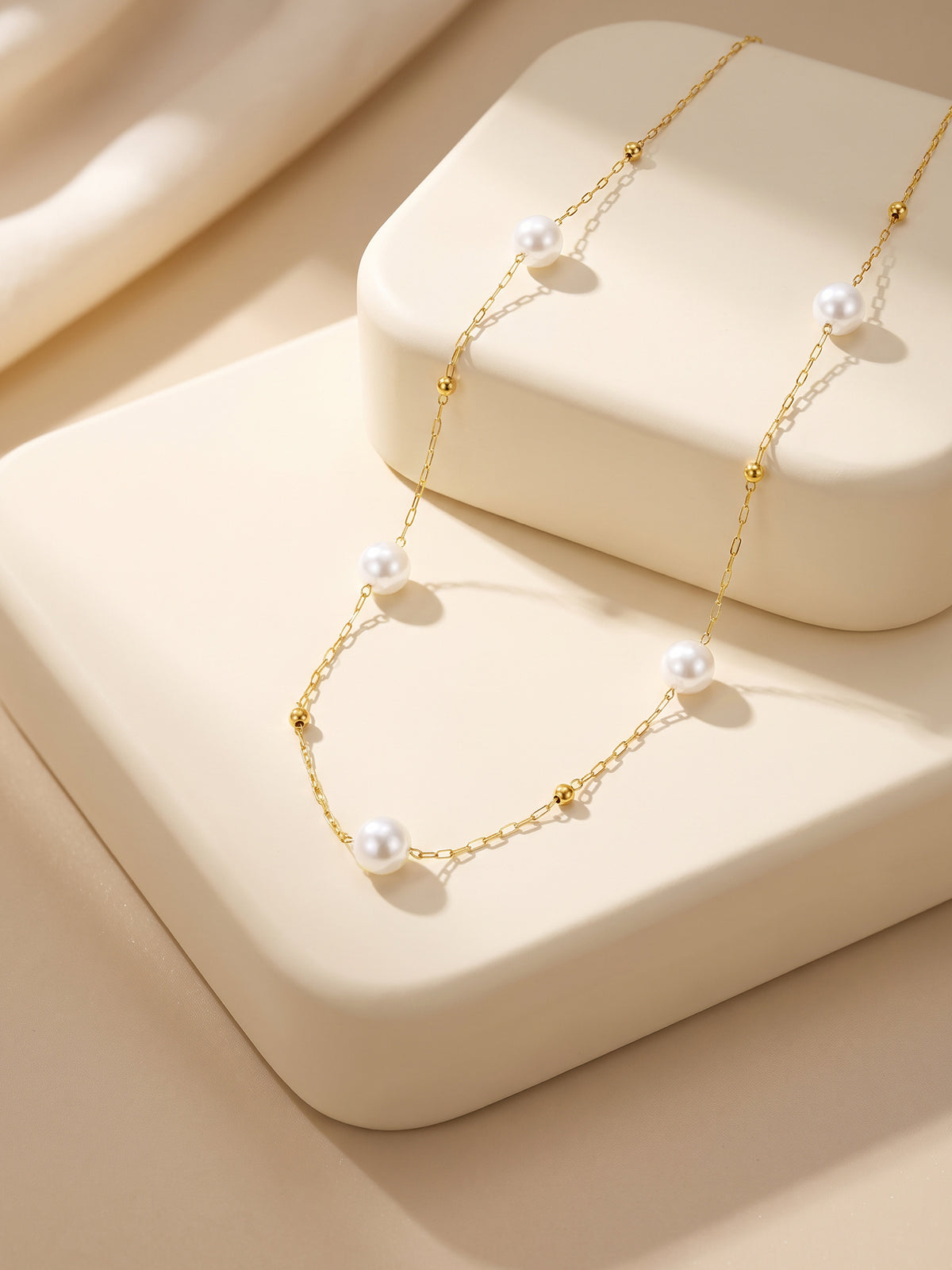 IXIA by GIVA Beadazzled Gold Plated Pearl Necklace