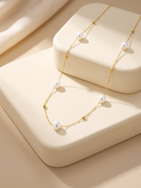 IXIA by GIVA Beadazzled Gold Plated Pearl Necklace