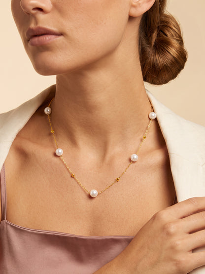 IXIA by GIVA Beadazzled Gold Plated Pearl Necklace