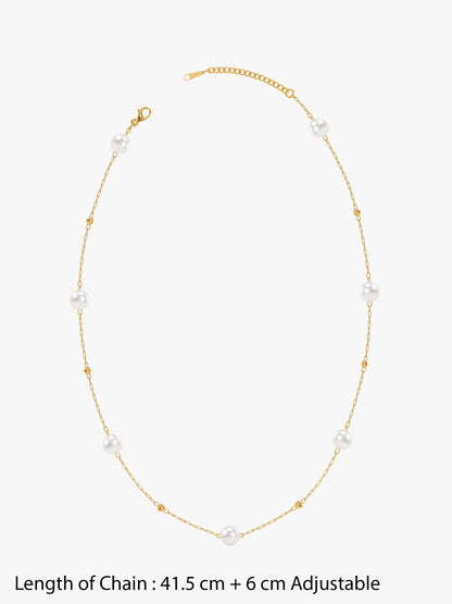 IXIA by GIVA Beadazzled Gold Plated Pearl Necklace