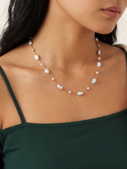 IXIA by GIVA Pearloff Gold Plated Necklace