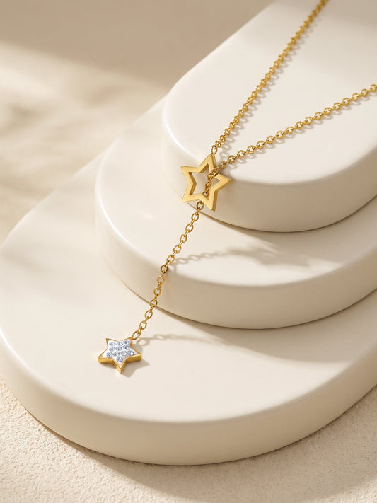 IXIA by GIVA Polaris Shine Gold Plated Lariat Necklace