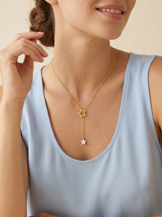 IXIA by GIVA Polaris Shine Gold Plated Lariat Necklace