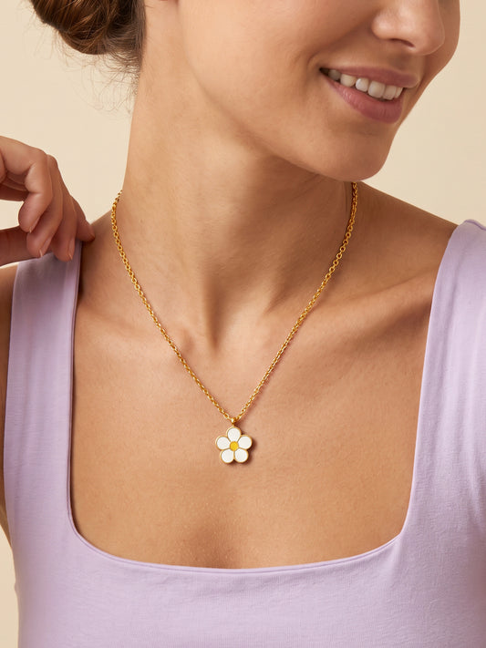 IXIA by GIVA Daisy Darling Gold Plated Pendant with Link Chain