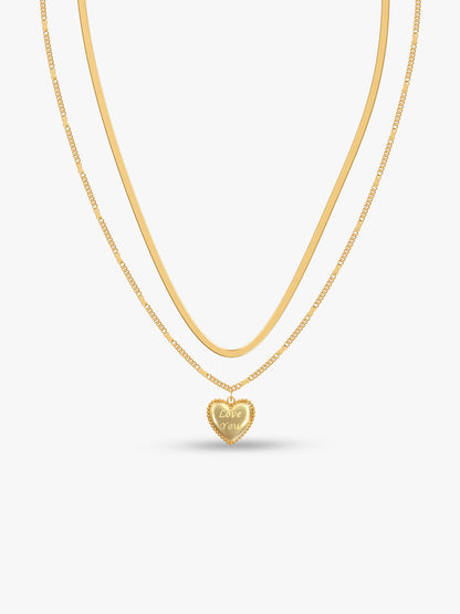 Heart On Lock Gold Plated Necklace