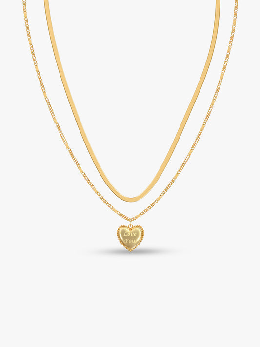 Heart On Lock Gold Plated Necklace