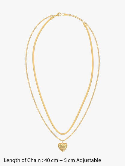 Heart On Lock Gold Plated Necklace