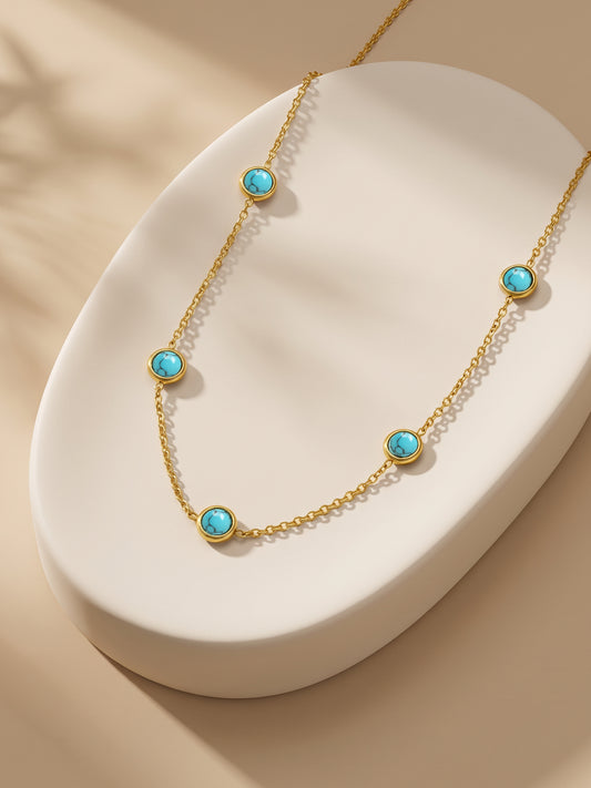 IXIA by GIVA True Blue Lagoon Gold Plated Necklace