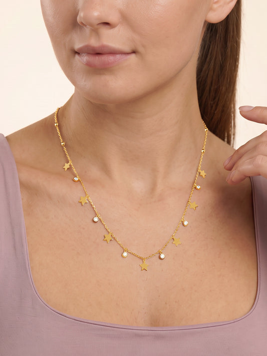 IXIA by GIVA Night Sparkle Gold Plated Necklace