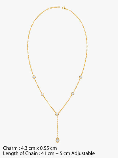 IXIA by GIVA Sparkle Stop Gold Plated Lariat Necklace