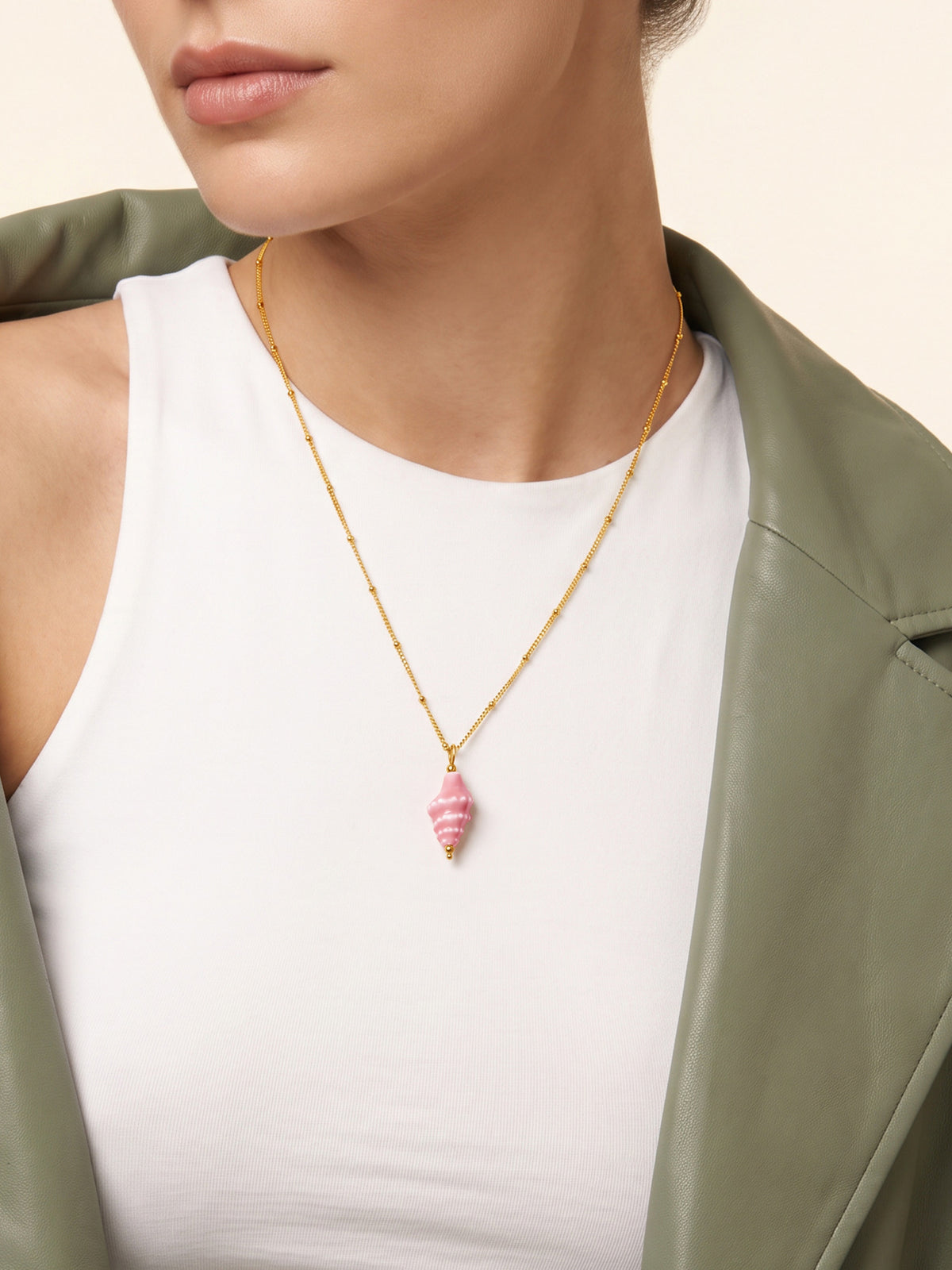 IXIA BY GIVA Pink Shell Gold Plated Necklace