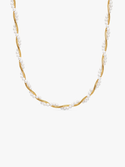 IXIA by GIVA Pearly Twist Gold Plated Necklace